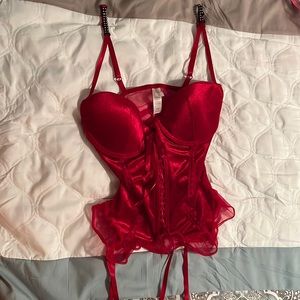 Vintage Secret Treasures Red Large Corset with Garter Straps.